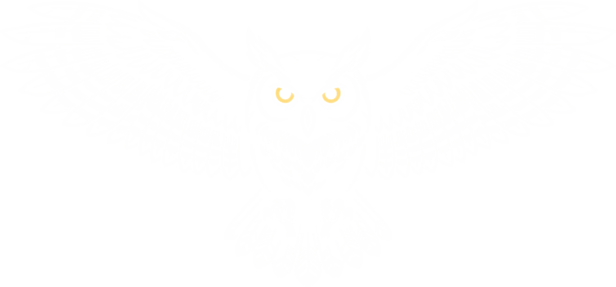 Owl with wings spread and claws extended