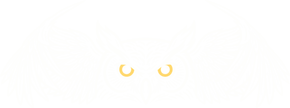 Owl with wings spread
