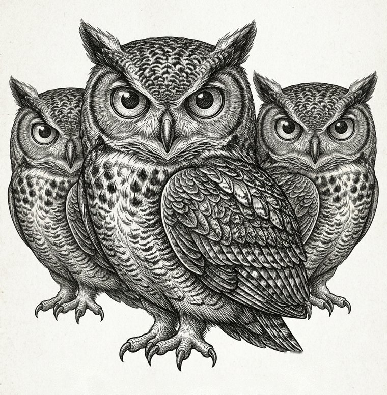 Three owls